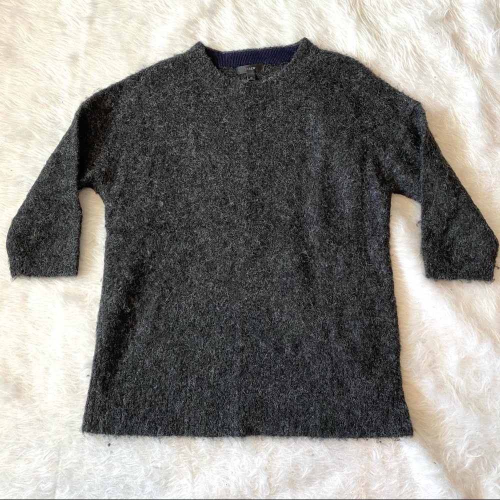 J.Crew Black Label alpaca wool sweater charcoal gray elbow length sleeve XS
